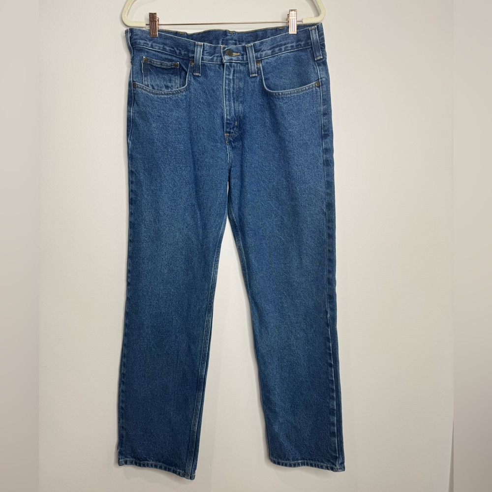 Carhartt Men’s Traditional Fit Straight Leg Workwear Blue Jeans Size 34 x 30 - Picture 2 of 7